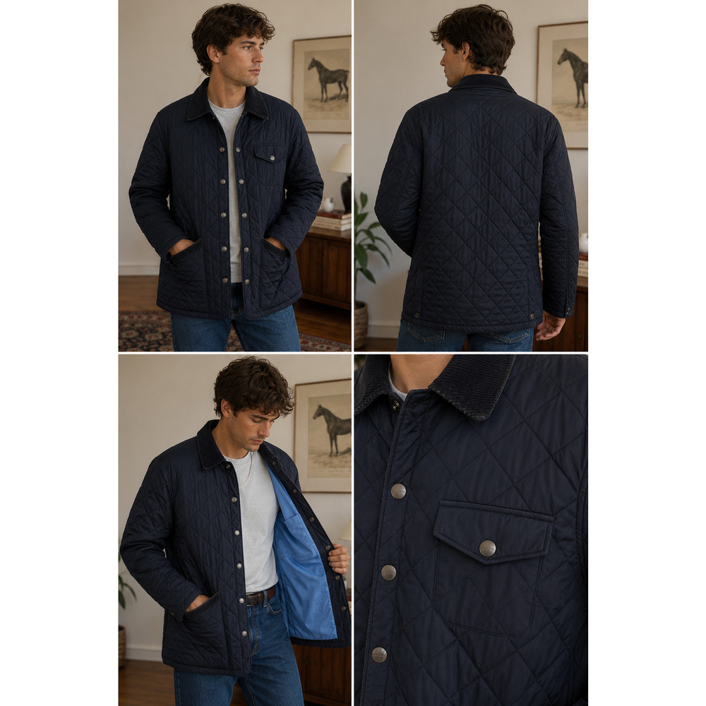 Rare Lauren RL Quilted Barn Coat Jacket Dog Patch Heritage Equestrian M
